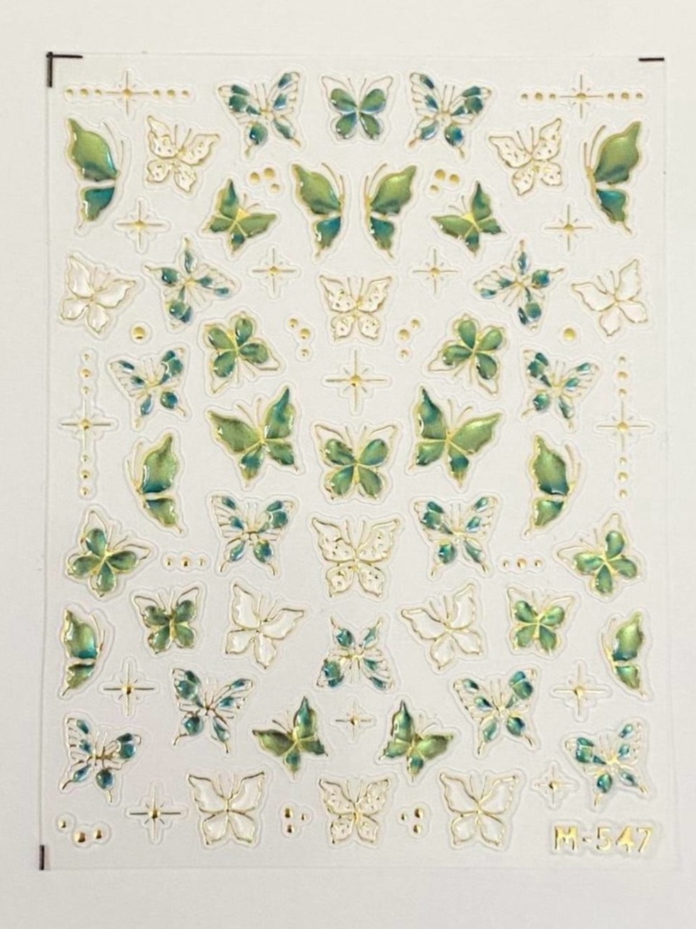 Butterfly Nail Decals - Red, Gold & Green Mix - Picture 3 of 5